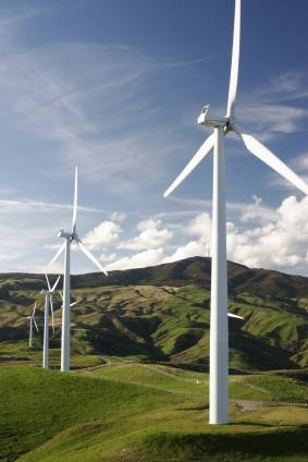 wind power harnesseed at a wind farm