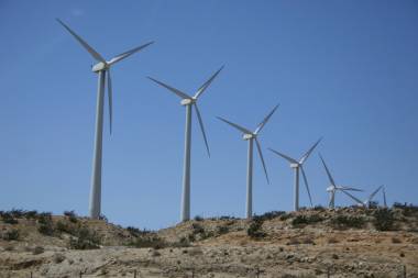 wind turbines on a wind farm
